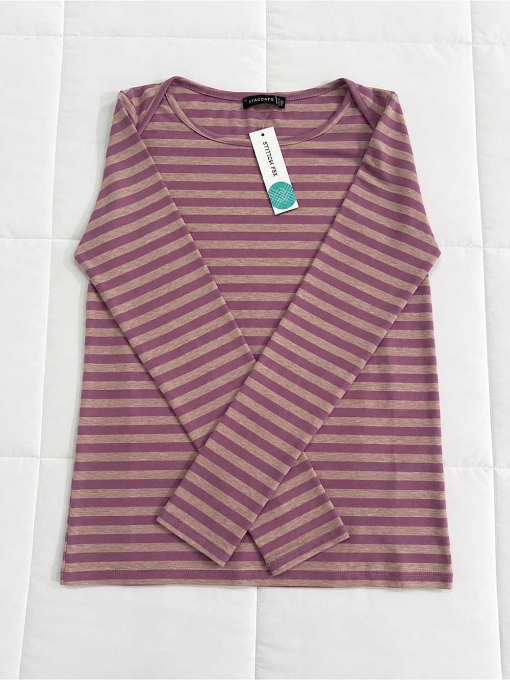 Staccato Striped Boatneck Knit Top - Pink & Cream XS (New with tags)